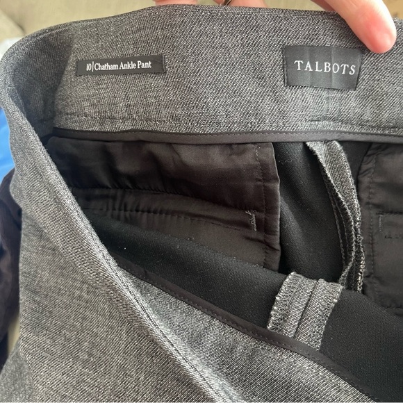 Talbots Pants Women's 10 Chatham Ankle Gray Sharkskin Slim Mid-Rise Side Zip - Picture 6 of 8